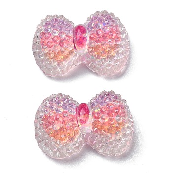 Transparent Epoxy Resin Decoden Cabochons, with Paillettes, Bowknot, Deep Pink, 16x23x9mm