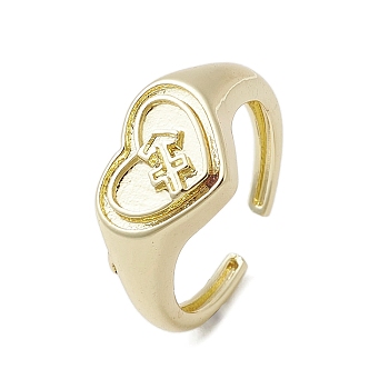 Brass Adjustable Open Rings, Heart, Sagittarius, US Size 7 3/4(17.9mm)