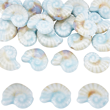 2 Sets Handmade Porcelain Beads for DIY Bracelet Accessories, Conch Shape, Jingdezhen Kiln Ceramic Beads, Light Sky Blue, 21x9mm, 10Pcs/set