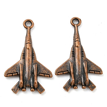 Alloy Pendants, Cadmium Free & Lead Free, Airplane, Red Copper, 28x17x5mm, Hole: 1.6mm, about 666pcs/1000g