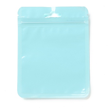 Rectangle Plastic Zip Lock Gift Bags, with Transparence Windows Resealable Bags, Pale Turquoise, 13x10x0.15cm, Unilateral Thickness: 2.5 Mil(0.065mm)