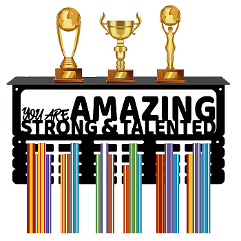 Rectangle with Word You Are Amazing Strong & Talented, Iron Medal Hanger Holder, with Screws & Anchor Plug & Nut & Shim Ring, Word, Holder: 200x400mm & 100x400mm