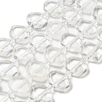 Natural Quartz Crystal Beads Strands, Rock Crystal Beads with Seed Beads, Faceted Hexagon, 12.5~13x15.5~16x6~6.5mm, Hole: 1.2mm, about 24pcs/strand, 15.20 inch(38.6cm)