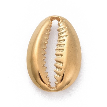 304 Stainless Steel Pendants, Cowrie Shell, Golden, 19x13x3mm, Hole: 16x2mm