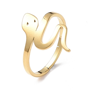 Ion Plating(IP) 304 Stainless Steel Snake Adjustable Ring for Women, Golden, Inner Diameter: 16.8mm
