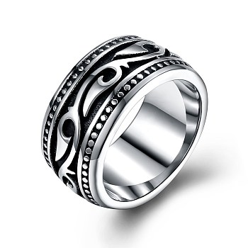 Men's Stainless Steel Finger Rings, Wide Band Ring, Antique Silver, US Size 11(20.6mm)