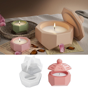 Octagon DIY Candle Cup Silicone Molds, Storage Box Molds, Resin Plaster Cement Casting Molds, Clear, 8.3x3.8cm, Inner Diameter: 6cm
