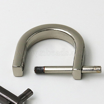 Alloy D-Ring Shackles Clasps, Platinum, 19x21mm, Inner Diameter: 13mm(X-PALLOY-E436-91A-P)