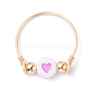 Motif de coeur perles acryliques rondes plates bagues pour fille femmes(RJEW-JR00411)-2