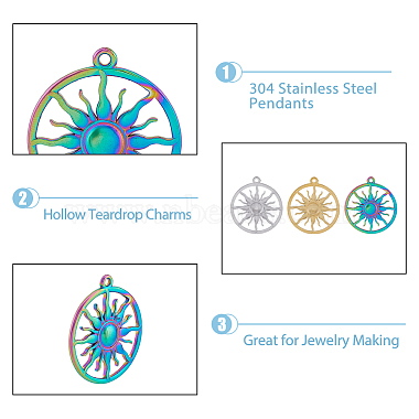 18Pcs 3 Colors Ion Plating(IP) 304 Stainless Steel Pendants(STAS-DC0014-15)-5