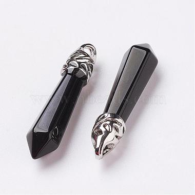 Natural Obsidian Pointed Pendants(G-P309-14)-2