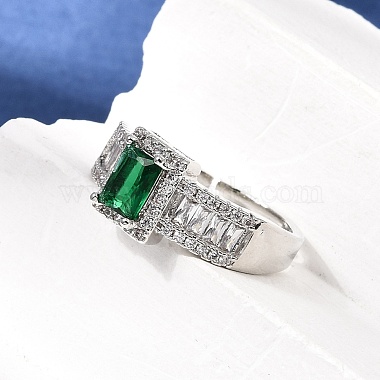 Brass Micro Pave Clear Cubic Zirconia Cuff Open Rings(CU-CBA5C10-14P)-3