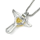Cubic Zirconia Fairy with Heart Pendant Necklace with Box Chains(NJEW-C004-01B)-3
