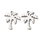 304 Stainless Steel Pendants, Palm Tree Charm, Stainless Steel Color, 13x11.5x1mm, Hole: 1.2mm(STAS-C176-01P)