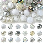 White Themed Acrylic Beads, Round, Mixed Color, 20mm, Hole: 1mm(SACR-CJ0001-71)