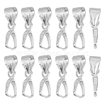 12Pcs 925 Sterling Silver Pendants, Ice Pick & Pinch Bails, with 925 Stamp, Silver, 12mm, Hole: 4mm, Pin: 0.7mm(STER-GO0001-61)