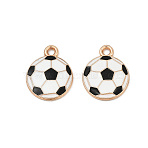 Alloy Enamel Pendants, Sports Balls Charms, Light Gold, Football, 17x13.5x2mm, Hole: 1.6mm(ENAM-V001-01C-KCG)