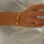 Elegant Stainless Steel Cuff Bangles, Torque Bangles for Women, Golden, Inner Diameter: 2-1/2 inch(6.5cm)(QC8972-1)