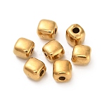304 Stainless Steel Beads, Cube, Ion Plating(IP), Real 18K Gold Plated, 4.5x4x3.8mm, Hole: 1.2mm(STAS-D204-10G)