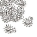 SHEGRACE Brass Micro Pave Clear Cubic Zirconia Pendants, Cadmium Free & Nickel Free & Lead Free, Flower Charms, Platinum, 12.5x10x3mm, Jump Ring: 4x1mm, Inner Diameter: 2mm(XGRQ2O737-450P)