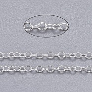 Brass Cable Chains, Soldered, Long-Lasting Plated, Cadmium Free & Nickel Free & Lead Free, Silver Color Plated, 2x1.5x0.35mm(X-CHC-034Y-S-NF)