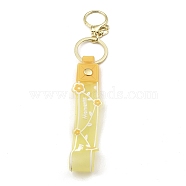 Flower PVC Rope Keychains, with Zinc Alloy Finding, for Bag Quicksand Bottle Pendant Decoration, Light Yellow, 17.5cm(KEYC-B015-01LG-05)
