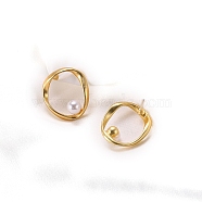 Alloy Earrings for Women, with Imitation Pearl Beads, Twist, 18x11mm(FS-WG85681-40)