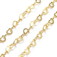 925 Sterling Silver Heart Link Chains, Soldered, Real 18K Gold Plated, 3x4x0.5mm(STER-NH0001-28B-G)