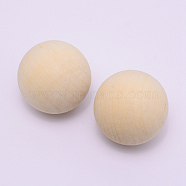 Natural Wooden Round Ball, DIY Decorative Wood Crafting Balls, Unfinished Wood Sphere, No Hole/Undrilled, Undyed, Antique White, 39mm(WOOD-T029-01B)