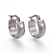 304 Stainless Steel Hoop Earrings, Hypoallergenic Earrings, Ring, Stainless Steel Color, 16.5x15x6mm, Pin: 1mm(EJEW-F188-23P)