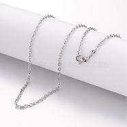 304 Stainless Steel Necklace, Cable Chains, with Lobster Clasps, Stainless Steel Color, 23.6 inch(600mm), 2.3mm(MAK-K004-05P)