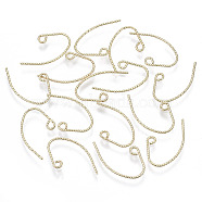 Brass Earring Hooks, Ear Wire, Real 18K Gold Plated, 21~22x13~14mm, Hole: 1.8mm, Pin: 0.7mm(KK-R112-039-NF)