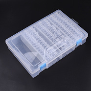 Plastic Bead Containers, Flip Top Bead Storage, For Seed Beads Storage Box, with PP Plastic Packing Box, Rectangle, Clear, 50x27x12mm, Hole: 9x10mm, Packing Box: 31x19.6x6cm, 84pcs containers/packing box(CON-R010-01F)