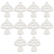 DICOSMETIC 10Pcs 201 Stainless Steel Charms, Mushroom, Stainless Steel Color, 14x12x1mm, Hole: 1.5mm(STAS-DC0009-51)