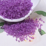 MIYUKI Delica Beads, Cylinder, Japanese Seed Beads, 11/0, (DB0073) Magenta Lined Crystal AB, 1.3x1.6mm, Hole: 0.8mm, about 2000pcs/10g(X-SEED-J020-DB0073)