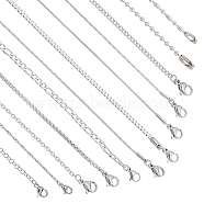 304 Stainless Steel Chain Necklaces, with Lobster Claw Clasps, Stainless Steel Color, 12strands/set(STAS-PH0018-41P)