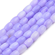 Natural Freshwater Shell Beads Strand, Dyed, Barrel, Medium Purple, 6.5x5mm, Hole: 0.8mm, about 58~60pcs/strand, 15.43 inch~15.94 inch(39.2cm~40.5)(SHEL-T017-39D)