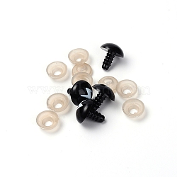 100 Sets Plastic Doll Eyes with Washers, Craft Eyes, for Crochet Toy and Stuffed Animals, Flat Round, Black, Eye: 15.5x14mm, Washer: 11.5x4mm, Hole: 4mm(DIY-PH0028-35)