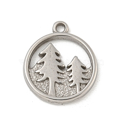 Non-Tarnish 304 Stainless Steel Pendants, Flat Round with Tree Charm, Stainless Steel Color, 18.5x15.5x2mm, Hole: 1.6mm(STAS-N103-133P)