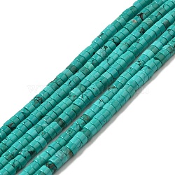 Natural Howlite Beads Strands, Flat Round/Disc, Dyed, Heishi Beads, Turquoise, 4~4.5x2~3mm, Hole: 1mm, about 161~173pcs/strand, 15.47~15.71''(39.3~39.9cm)(G-B049-A01-01B)