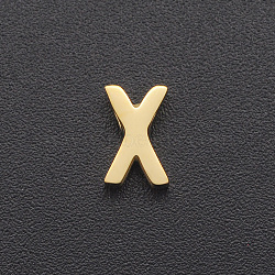 201 Stainless Steel Charms, for Simple Necklaces Making, Laser Cut, Letter, Golden, Letter.X, 7.5x5x3mm, Hole: 1.8mm(STAS-R109-JA433-X-2)