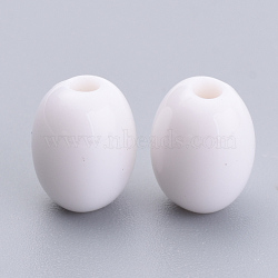 Opaque Acrylic Beads, Oval, White, 14x11mm, Hole: 2mm, about 520pcs/500g(SACR-S300-08D-01)