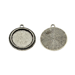 Tibetan Style Zinc Alloy Flat Round Pendant Cabochons Settings, Lead Free & Cadmium Free, Antique Silver, 23x20.3x2mm, Hole: 2mm, Tray: 16mm, about 192pcs/500g(TIBEP-R334-261AS-RS)