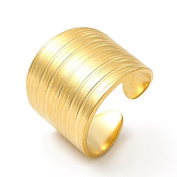 Ion Plating(IP) 304 Stainless Steel Textured Wide Open Cuff Ring for Women, Real 18K Gold Plated, US Size 7 1/4(17.5mm)(RJEW-E070-01G)