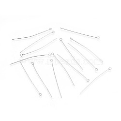 Tarnish Resistant 304 Stainless Steel Eye Pins, Stainless Steel Color, 50x0.7mm, Hole: 2mm(STAS-I097-089-04P)