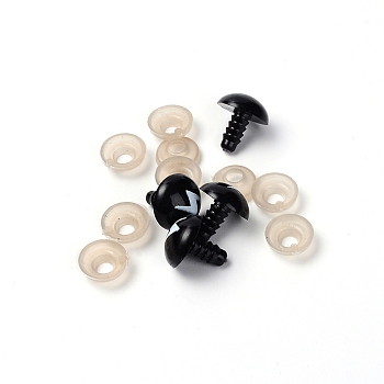 100 Sets Plastic Doll Eyes with Washers, Craft Eyes, for Crochet Toy and Stuffed Animals, Flat Round, Black, Eye: 15.5x14mm, Washer: 11.5x4mm, Hole: 4mm