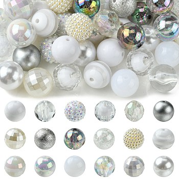 White Themed Acrylic Beads, Round, Mixed Color, 20mm, Hole: 1mm