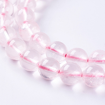 Natural Rose Quartz Beads Strands, Round, 8~8.5mm, Hole: 1mm, about 46pcs/strand, 14.7 inch(37.5cm)