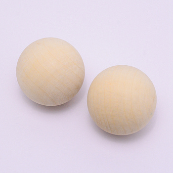 Natural Wooden Round Ball, DIY Decorative Wood Crafting Balls, Unfinished Wood Sphere, No Hole/Undrilled, Undyed, Antique White, 39mm