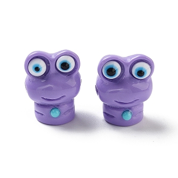 Resin Beads, Frog, Medium Purple, 16x12.5x11.5mm, Hole: 2mm